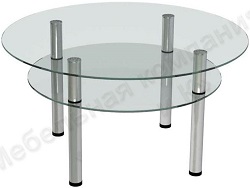 Круглый стол с подстольем из стекла и металла