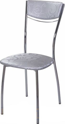 Металлический стул с мягкой спинкой.
