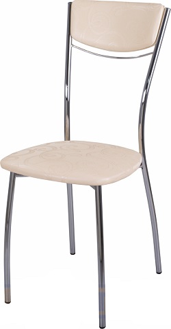 Металлический стул с мягкой спинкой.