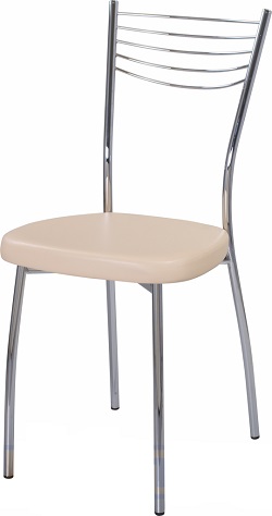 Металлический стул с мягким комбинированным сиденьем.