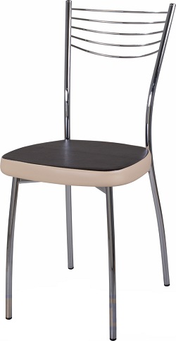 Металлический стул с мягким комбинированным сиденьем.