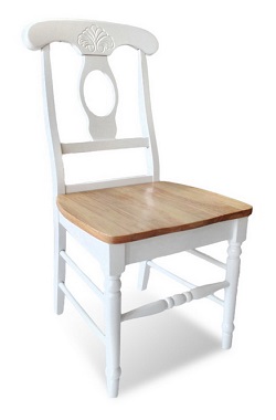 Жёсткий деревянный стул. Цвет - комби (белый/натурал).