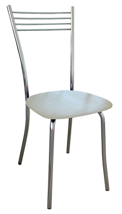 Металлический стул со спинкой. Цвет каркаса-хром. Материал обивки: винилискожа.