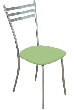 Металлический стул со спинкой. Цвет каркаса-хром. Материал обивки: винилискожа.