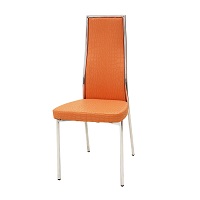 стул металлический, обивка кожзам крокодил, цвет оранжевый
