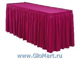 Прямоугольный обеденный стол со скатертью юбка