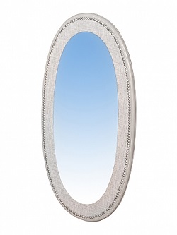 Овальное настенное зеркало. отделка - экокожа, молдинг.