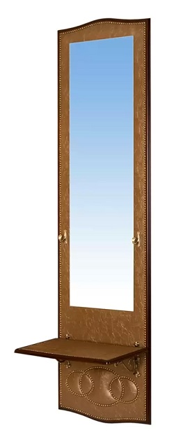 Зеркало высокое с нижней полочкой и двумя декоративными крючками.